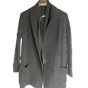 Vintage Mango Cable Knit Cardigan Black Sweater
